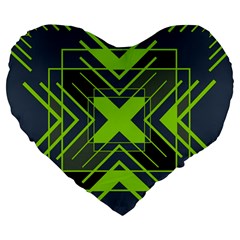 Abstract Geometric Design    Large 19  Premium Flano Heart Shape Cushions by Eskimos
