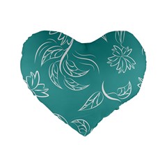 Folk Flowers Print Floral Pattern Ethnic Art Standard 16  Premium Flano Heart Shape Cushions by Eskimos