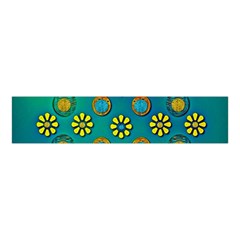 Yellow And Blue Proud Blooming Flowers Velvet Scrunchie by pepitasart