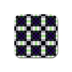 Agender Flag Plaid With Difference Rubber Square Coaster (4 Pack) by WetdryvacsLair
