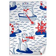 Nautical Cats Seamless Pattern Canvas 12  X 18  by Jancukart