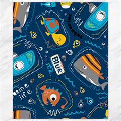 Seamless-pattern-vector-submarine-with-sea-animals-cartoon Canvas 11  X 14  by Jancukart