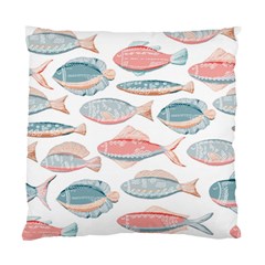 Hand-drawn-seamless-pattern-with-cute-fishes-doodle-style-pink-blue-colors Standard Cushion Case (two Sides) by Jancukart