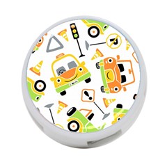 Seamless-pattern-vector-illustration-vehicles-cartoon 4-port Usb Hub (one Side) by Jancukart