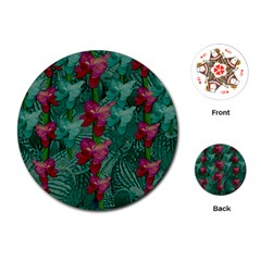 Rare Excotic Forest Of Wild Orchids Vines Blooming In The Calm Playing Cards Single Design (round) by pepitasart