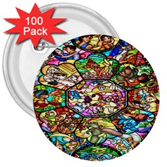 Character Disney Stained 3  Buttons (100 Pack)  by artworkshop
