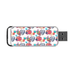 Flowers Diamonds Pattern Portable Usb Flash (one Side) by Sparkle