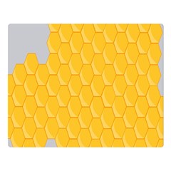 Hexagons Yellow Honeycomb Hive Bee Hive Pattern Double Sided Flano Blanket (large)  by artworkshop