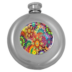 Mandalas Colorful Abstract Ornamental Round Hip Flask (5 Oz) by artworkshop