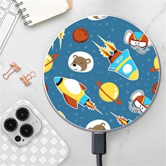 Seamless-pattern-vector-with-spacecraft-funny-animals-astronaut Wireless Charger by Jancukart