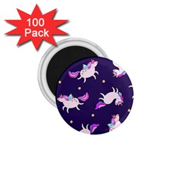 Fantasy-fat-unicorn-horse-pattern-fabric-design 1 75  Magnets (100 Pack)  by Jancukart