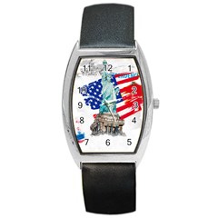 Statue Of Liberty Independence Day Poster Art Barrel Style Metal Watch by Jancukart