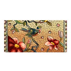 Flower Cubism Mosaic Vintage Satin Wrap 35  X 70  by Jancukart