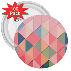 Illustration Pink Background Geometric Triangle 3  Buttons (100 Pack)  by Wegoenart