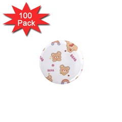 Illustrations Bear Cartoon Background Pattern 1  Mini Magnets (100 Pack)  by Sudhe