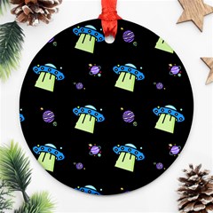 Illustration Cosmos Cosmo Rocket Spaceship -ufo Ornament (round) by danenraven