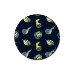 Vintage Vegetables Zucchini  Rubber Coaster (round) by ConteMonfrey