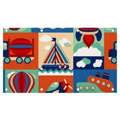 Toy Transport Cartoon Seamless-pattern-with-airplane-aerostat-sail Yacht Vector Illustration Banner And Sign 7  X 4  by Jancukart