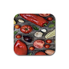 Bell Peppers & Tomatoes Rubber Square Coaster (4 Pack) by ConteMonfrey