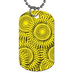 Yellow Abstract Sun Pattern Background Dog Tag (two Sides) by Wegoenart