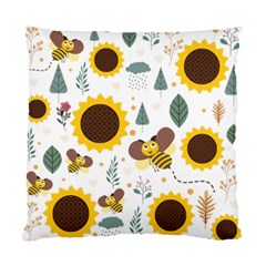 Nature Honeybee Sunflower Leaves Leaf Seamless Background Standard Cushion Case (two Sides) by Jancukart