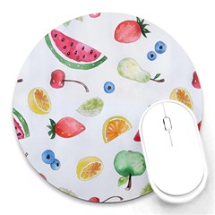 Fruit Summer Vitamin Watercolor Round Mousepads by Wegoenart