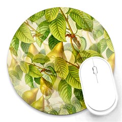 Pear Fruit Tree Organic Pattern Round Mousepads by Wegoenart