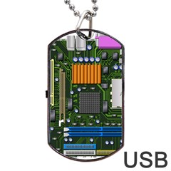 Illustration Motherboard Pc Computer Dog Tag Usb Flash (two Sides) by danenraven