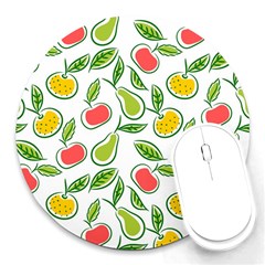 Fruit Fruits Food Illustration Background Pattern Round Mousepad by Ravend