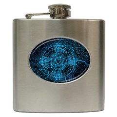 Network Circuit Board Trace Hip Flask (6 Oz) by Ravend