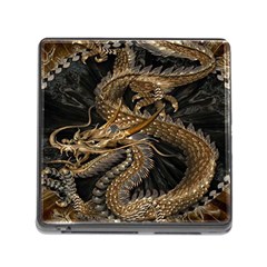 Gold And Silver Dragon Illustration Chinese Dragon Animal Memory Card Reader (square 5 Slot) by danenraven