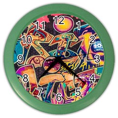 Doodle Wallpaper Texture Grafiti Multi Colored Art Color Wall Clock by danenraven