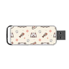 Pug-dog-cat-with-bone-fish-bones-paw-prints-ball-seamless-pattern-vector-background Portable Usb Flash (one Side) by Jancukart
