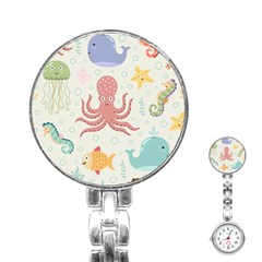 Underwater-seamless-pattern-light-background-funny Stainless Steel Nurses Watch by Jancukart