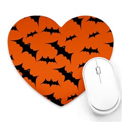 Halloween Card With Bats Flying Pattern Heart Mousepad by Wegoenart