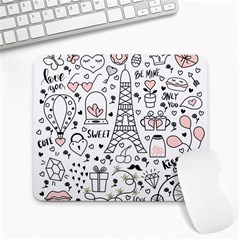 Big Collection With Hand Drawn Object Valentine Day Large Mousepad by Wegoenart