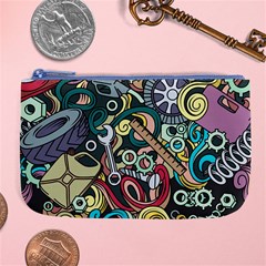 Cartoon-cute-doodles-hand-drawn-auto-service-seamless-pattern Large Coin Purse by Wegoenart