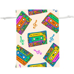 Seamless Pattern With Colorfu Cassettes Hippie Style Doodle Musical Texture Wrapping Fabric Vector  Lightweight Drawstring Pouch (xl) by Wegoenart