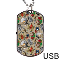 Tattoo Pattern Dog Tag Usb Flash (two Sides) by Wegoenart