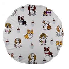 Hot Chocolate Puppies Hot Cocoa Large 18  Premium Round Cushions by Wegoenart