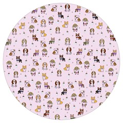 Puppies Dog Pattern Drawing Round Trivet by Wegoenart