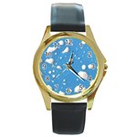 Ice Cream Bubbles Texture Round Gold Metal Watch Front