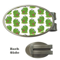 Kermit The Frog Pattern Money Clips (oval)  by Valentinaart