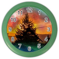 Tree Nature Landscape Fantasy Magical Cosmic Color Wall Clock by danenraven