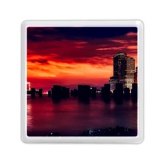 New York City Urban Skyline Harbor Bay Reflections Memory Card Reader (square) by danenraven