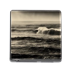 Sea Ocean Waves Sunset Sunrise Rough Seas Nature Black White Memory Card Reader (square 5 Slot) by danenraven