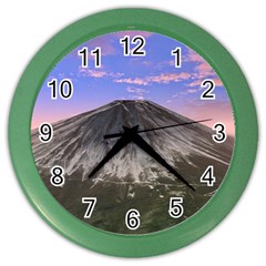 Mount Mountain Fuji Japan Volcano Mountains Color Wall Clock by danenraven