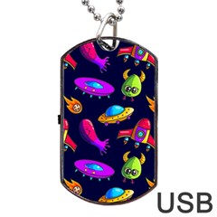 Space Pattern Dog Tag Usb Flash (two Sides) by Pakemis