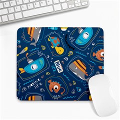 Seamless Pattern Vector Submarine With Sea Animals Cartoon Large Mousepad by Pakemis