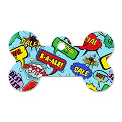 Comic Bubbles Seamless Pattern Dog Tag Bone (two Sides) by Pakemis